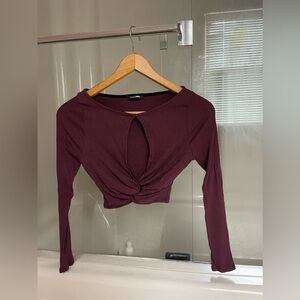 Brand new burgundy Fashion Nova long sleeve crop top